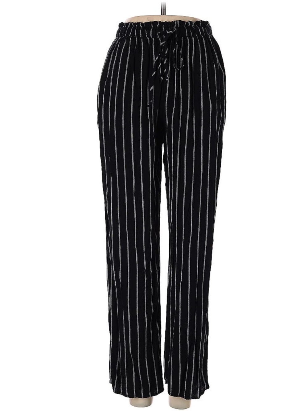 American Eagle Outfitters Black Wide-Leg Pinstripe Pants